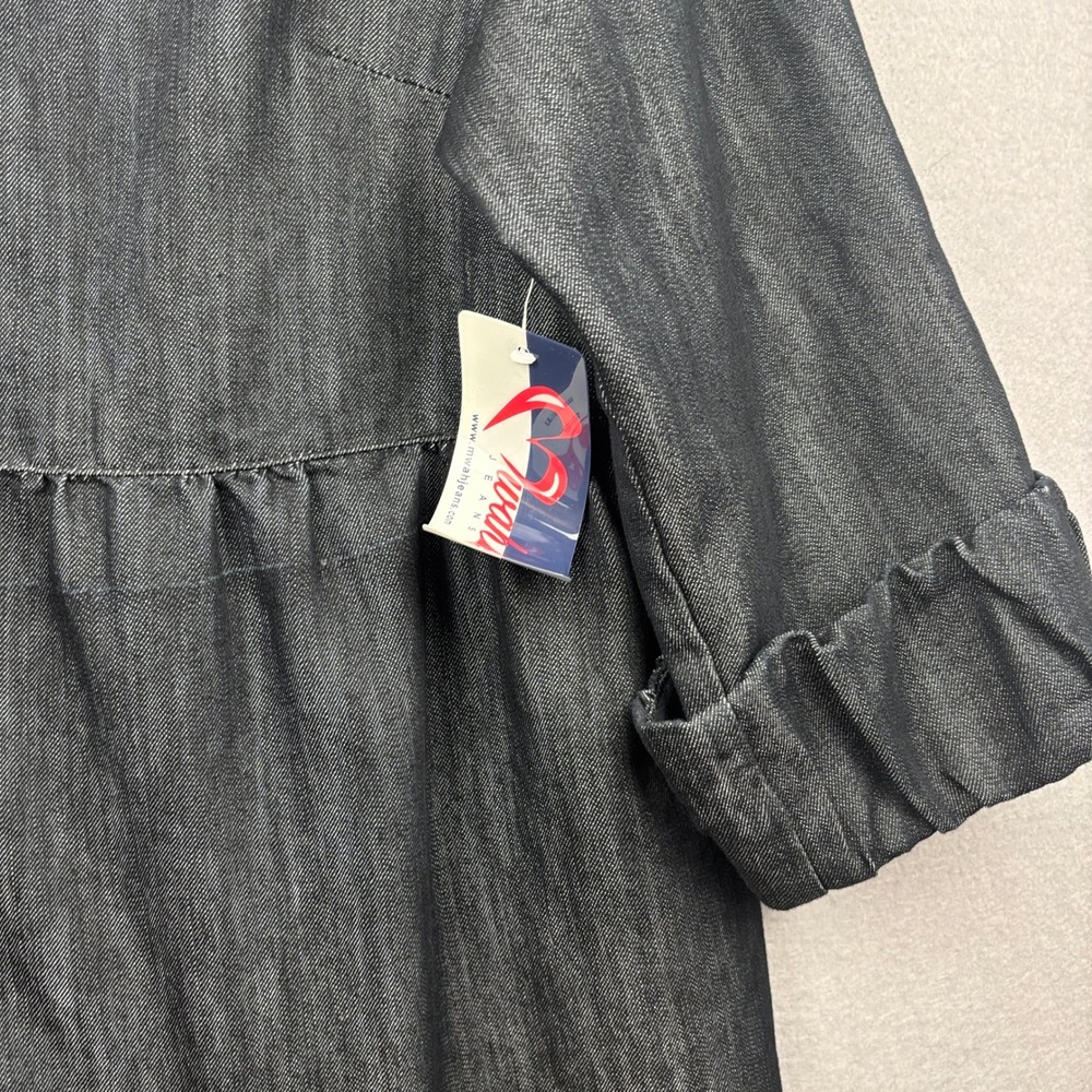 Mwah Denim Jacket Womens 1X Oversized Babydoll Button Front - Picture 3 of 10